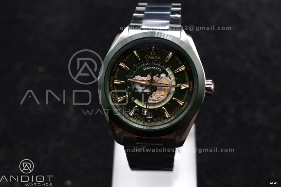 Edition Green Terra Aqua Clone Super 1:1 GMT Best Worldtimer SS on Bracelet A8938 VSF 43mm Ceramic 0112